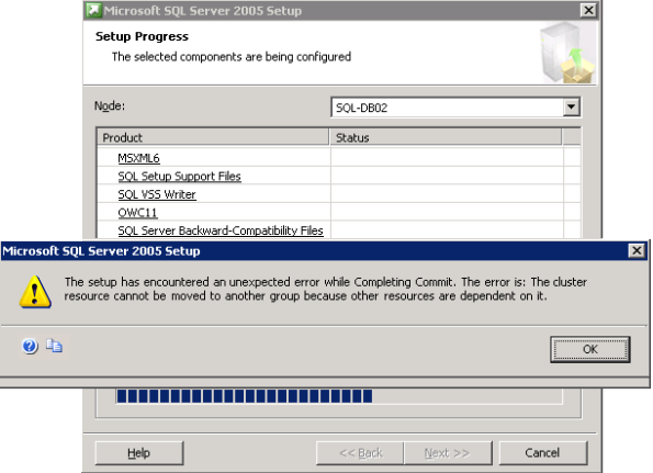 error sql server 2005